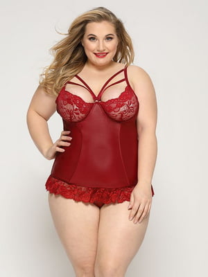 Сексуальний корсет зі стрепами Гаряча Тейлор Plus Size, Red, мереживо, стрінги | 6672216