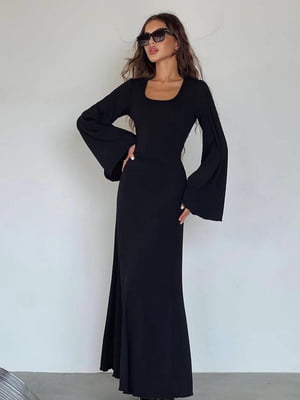 Елегантна сукня на шнуровці на спині чорна | 6679133