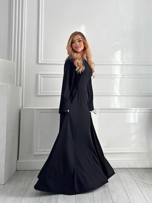 Елегантна сукня на шнуровці по бокам чорна | 6679167