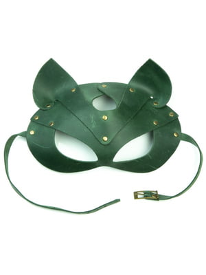 Преміум маска кішечки  натуральна шкіра, зелена, подарункова упаковка | 6674243