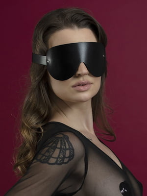Маска на очі Blindfold Mask, натуральна шкіра, чорна | 6674326