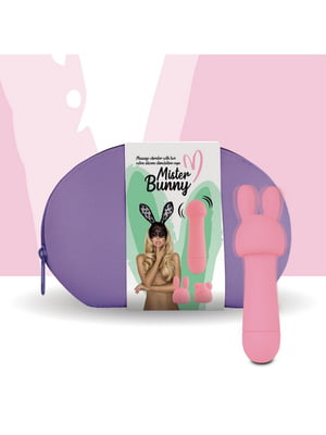 Міні-вібратор Mister Bunny з двома насадками, рожевий | 6674853