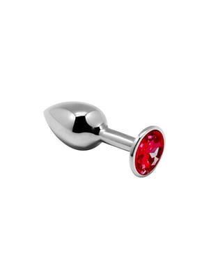 Анальний затор Mini Metal Butt Plug Red S з кристалом | 6676354