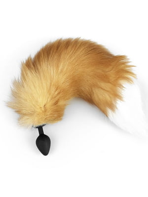 Силіконова анальна пробка з хвостом з натурального хутра Art Foxy fox | 6676478