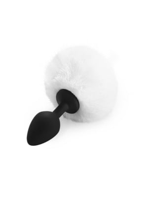 Силіконова анальна пробка М - Silicone Butt plug Rabbit Tail, Білий | 6676847