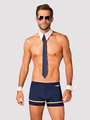 Еротичний костюм пілота S/M: боксери, манжети, комір з краваткою | 6677268