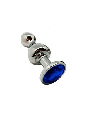 Анальна пробка Lollypop Double Ball Metal Plug Blue M | 6677405