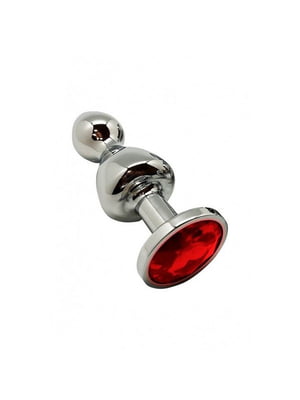 Анальна пробка Lollypop Double Ball Metal Plug Red M | 6677406