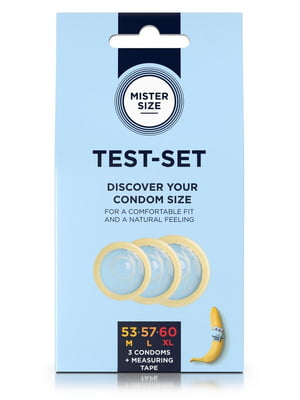 Набір презервативів Mister Size test-set 53-57-60, 3 розміри + лінійка, товщина 0.05 мм | 6677613