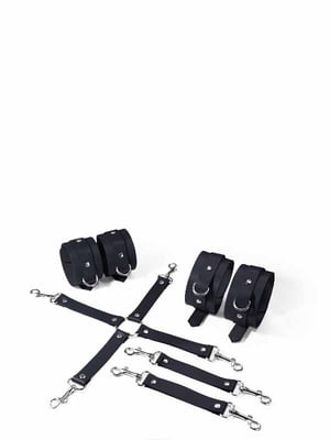 Набір BDSM Kit 3 Black, наручники, поножі, конектор | 6677756