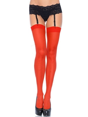 Сексуальні панчохи під підв`язки Sheer Stockings Red, plus size | 6678530