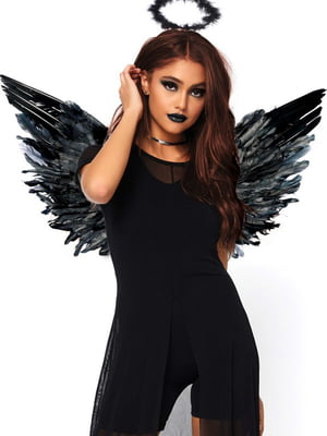 Крила чорного ангела Angel Accessory Kit Black, крила, німб | 6678634