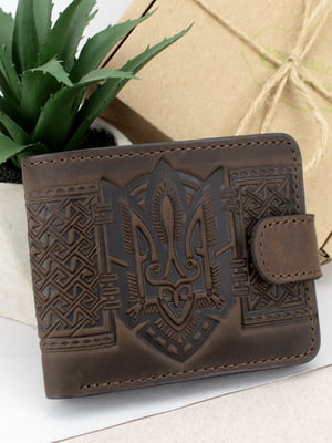 Портмоне кожаное коричневое с гербом Украины | 6679264