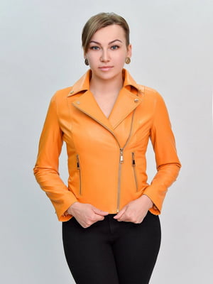 Куртка шкіряна помаранчева | 6679739