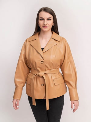 Куртка-пиджак кожаная карамельная | 6679761