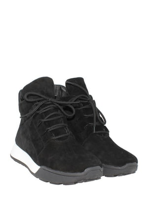Чорні черевики з натуральної замші на шнурівці   | 6680155