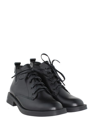 Чорні черевики з натуральної шкіри на шнурівці | 6680159