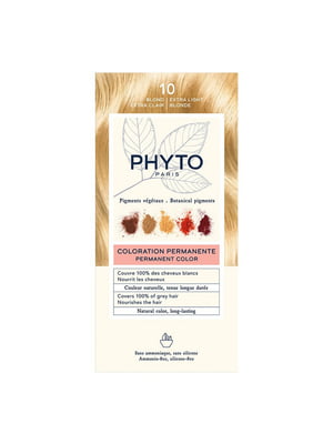 Безаміачна крем-фарба для волосся PhytoColor Permanente 10 екстра світлий блондин 112 мл | 6681170