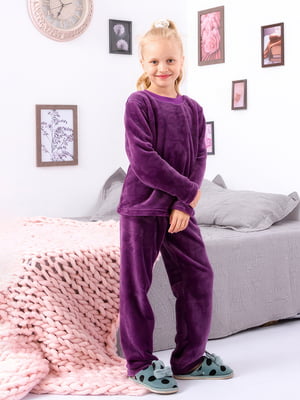 Махрова піжама виноградного кольору: джемпер та штани   | 6683321