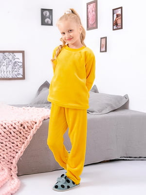 Махрова піжама гірчичного кольору: джемпер та штани   | 6683322