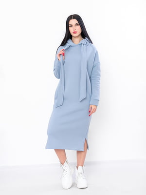 Сукня-худі з густим начосом кольору блакитної пудри | 6683450
