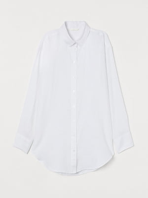 Белая рубашка из воздушного льна на пуговицах с кокеткой сзади | 6683471