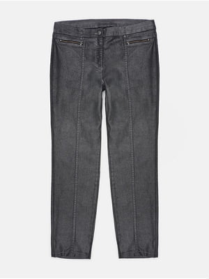 Темно-серые джинсы на средней посадке с акцентными швами | 6683497