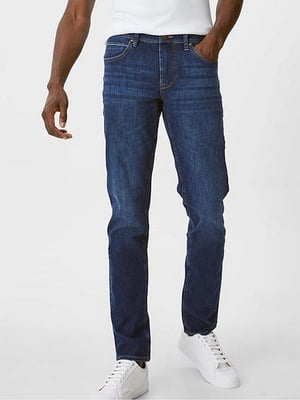 Темно-синие джинсы-слим прямого кроя | 6683509