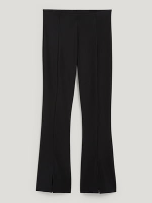 Чорні штани з еластичного трикотажу з розрізами | 6683520