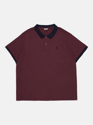 Бордовая хлопковая футболка-поло с вышитым лого | 6683550