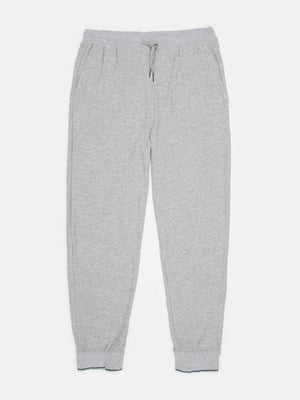 Серые хлопковые пижамные брюки с эластичными манжетами | 6683561