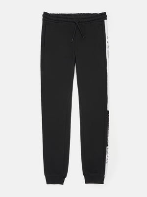 Черные спортивные брюки с белыми лампасами | 6683569