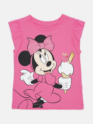 Розовая хлопковая футболка с рисунком | 6683570