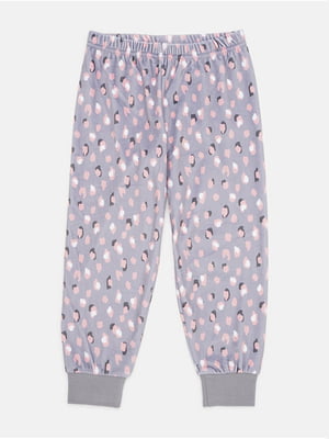 Сиреневые пижамные штаны в принт на резинке | 6683578