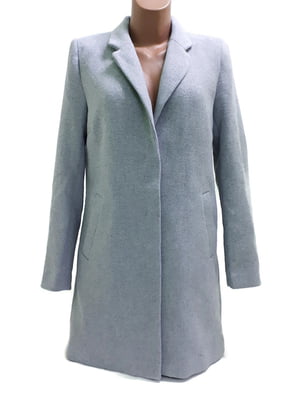Серое пальто из плетеной ткани с шерстью в составе | 6683603