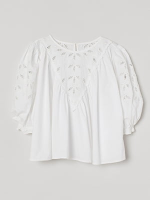 Бавовняна біла блуза з вишивкою | 6683604