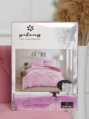 Комплект постельного белья розового цвета евро | 6685542
