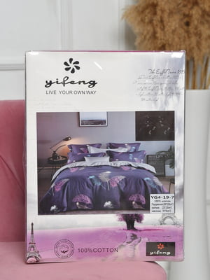 Комплект постельного белья темно-фиолетового цвета евро | 6685546