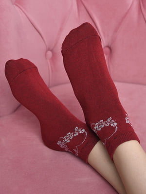 Шкарпетки стрейч бордового кольору | 6685646