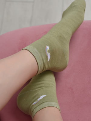 Шкарпетки стрейч оливкового кольору | 6685661