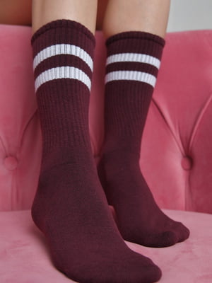Шкарпетки високі темно-бордового кольору | 6685689