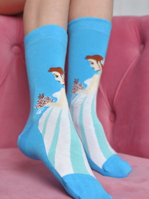 Шкарпетки блакитні з принтом | 6685707