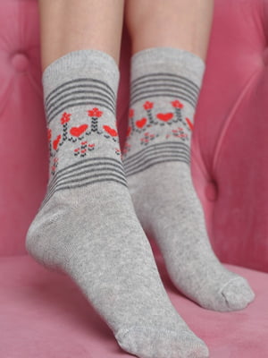 Шкарпетки з малюнком сірі | 6685742
