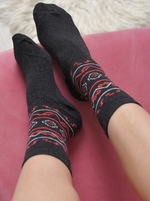 Шкарпетки з малюнком темно-сірі | 6685754