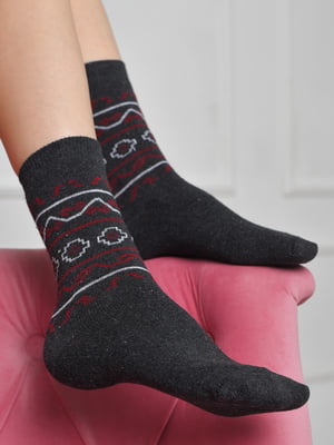 Шкарпетки з малюнком темно-сірі | 6685759