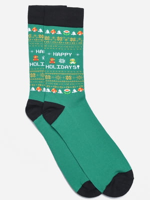 Шкарпетки новорічні зеленого кольору | 6685812