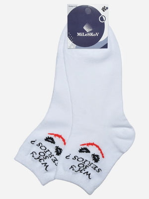 Шкарпетки демісезонні білі з принтом | 6685814
