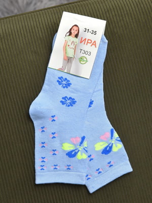 Шкарпетки блакитного кольору з малюнком | 6685827