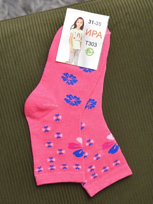 Шкарпетки рожевого кольору з малюнком | 6685832