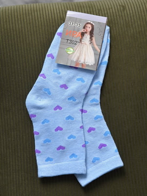 Шкарпетки блакитного кольору з малюнком | 6685834